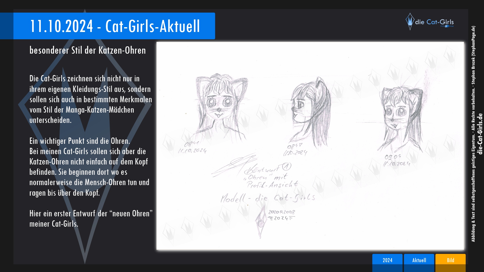 Zeichenversuch von Katzenohren in verschiedenen Perspektiven