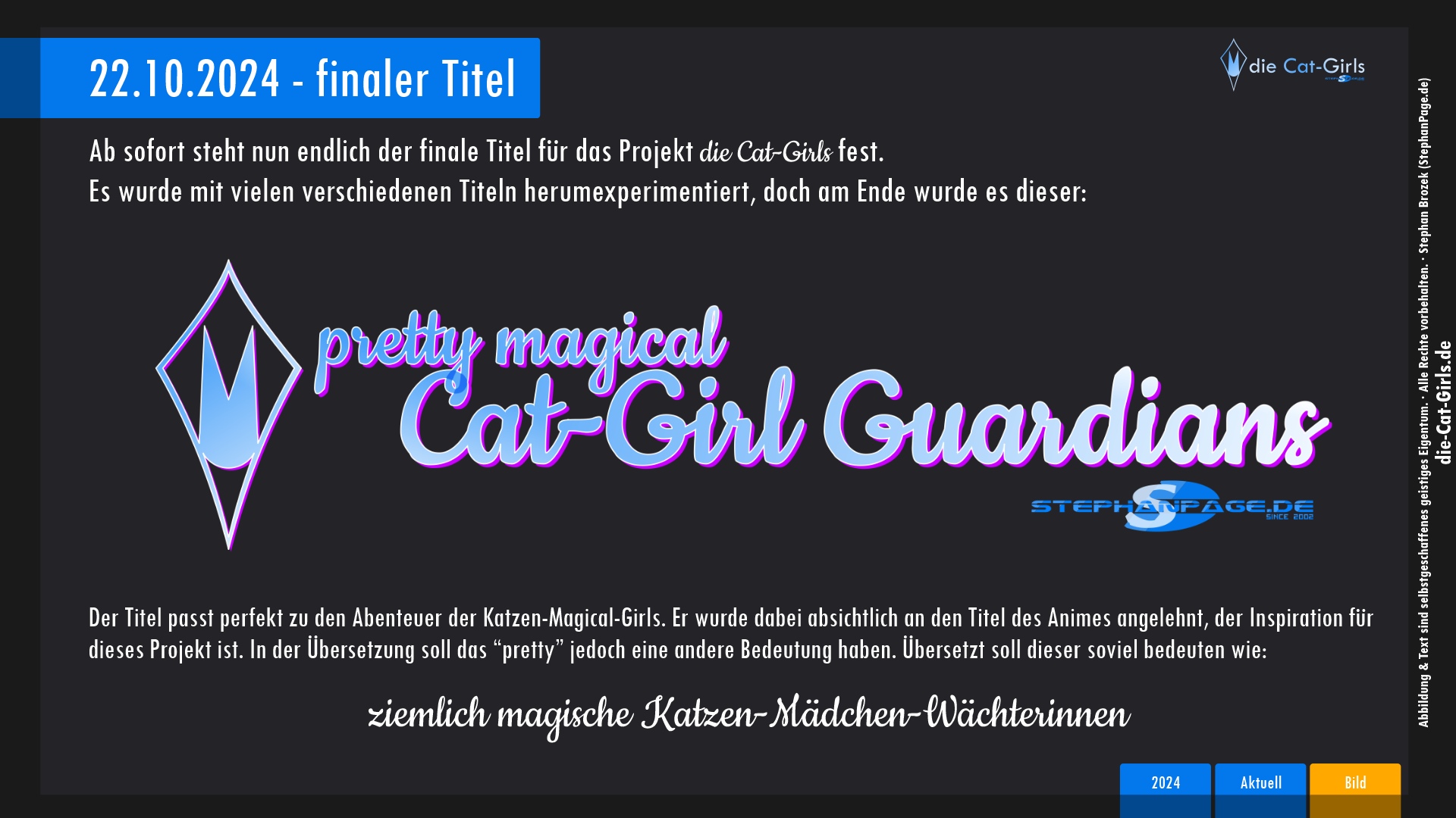 das finaler Titel & Logo der pretty magical Cat-Girl Guardians