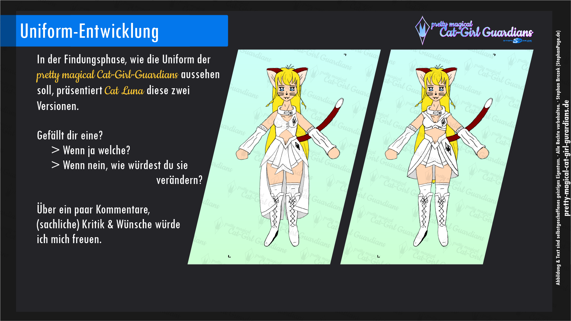 Cat Luna in zwei verschiedenen Uniform-Versionen